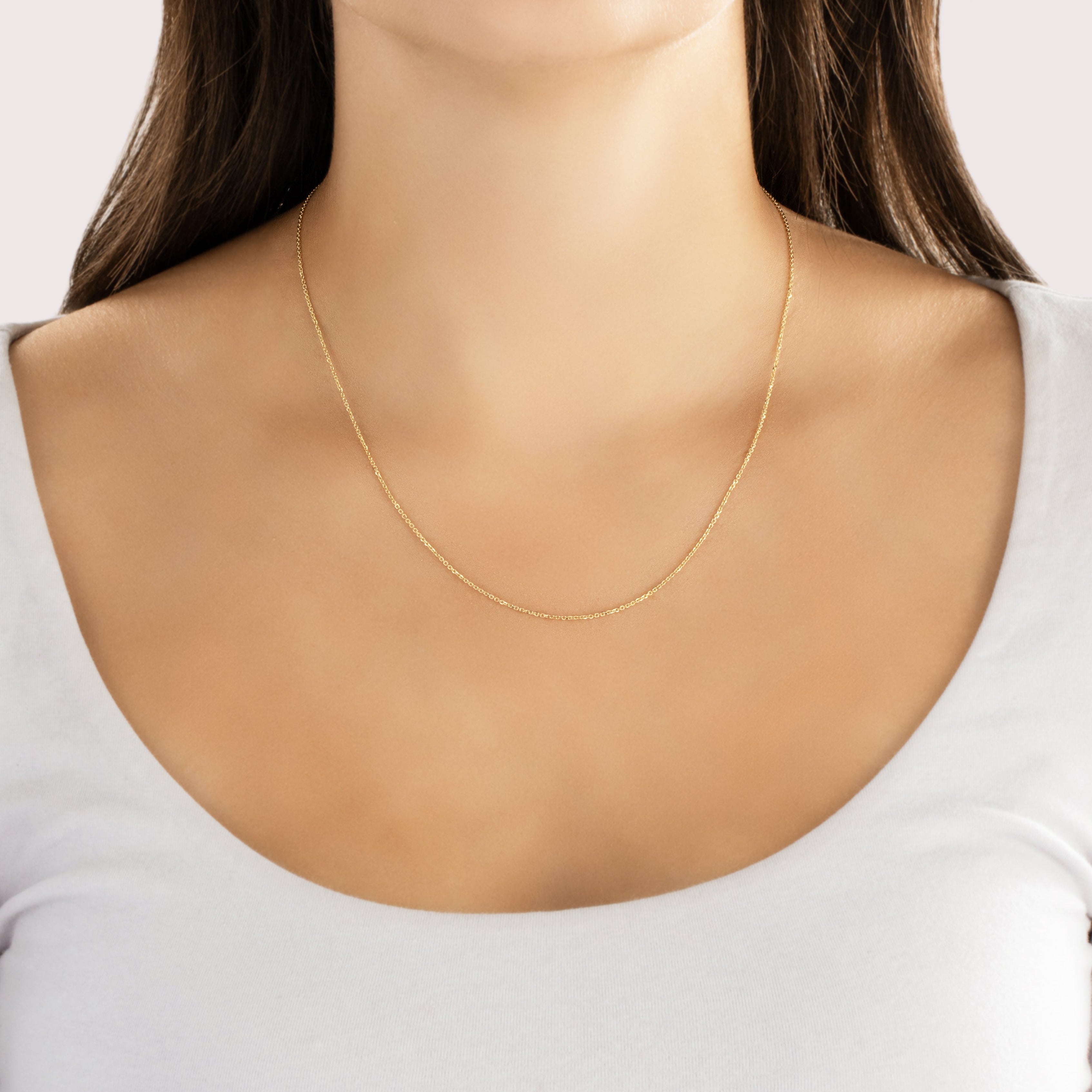 Estate 14k Yellow Gold Adjustable Cable 1mm Chain 16-18