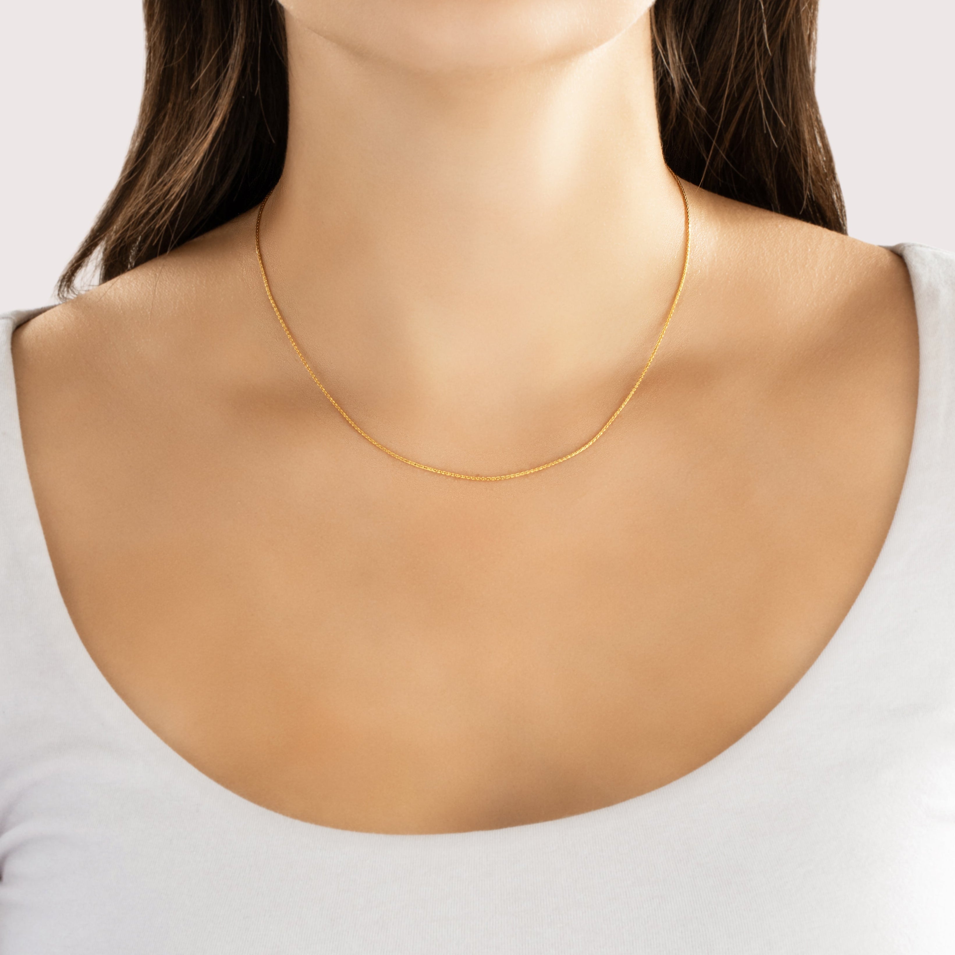 14k Yellow Gold 1mm Wheat Chain 16