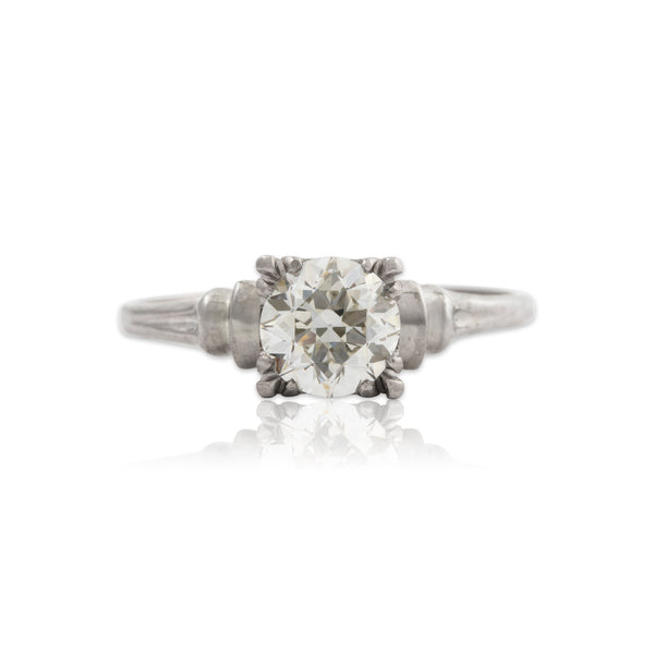 Vintage 14k White Gold .85ct Old European Cut Diamond Engagement Ring 6.50