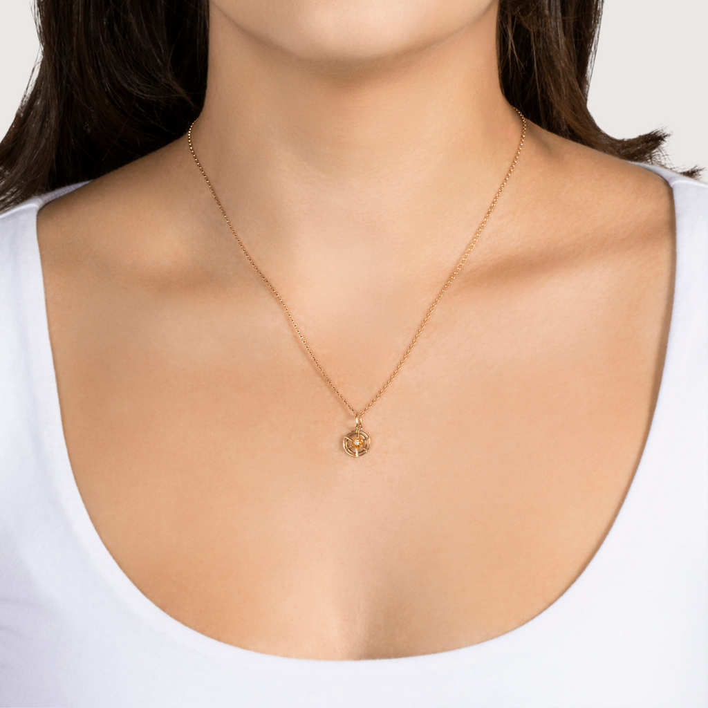 Antique Art Deco 14k Yellow Gold Diamond Buttercup Setting Charm / Pendant
