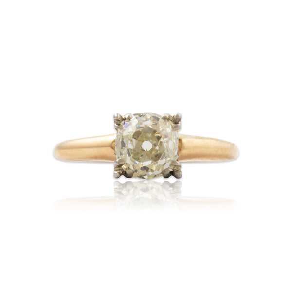 Vintage 14k-18k Yellow & White Gold 1.2ct Old Mine Diamond Engagement Ring 6.00