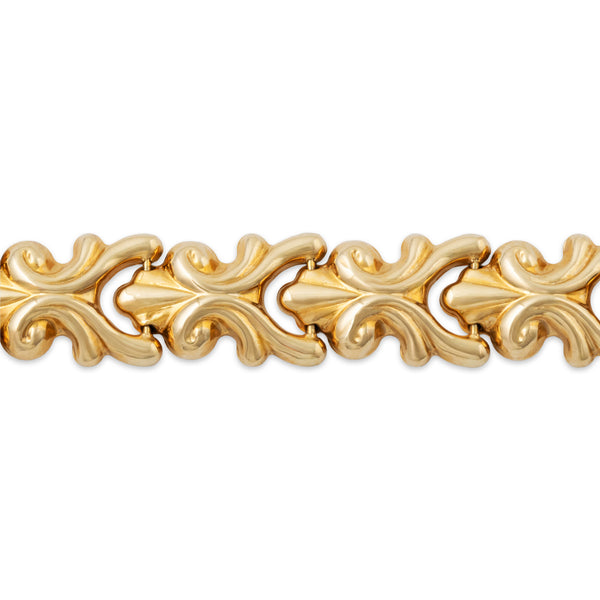 Vintage Italian 14k Yellow Gold Swirl Link Bracelet 7