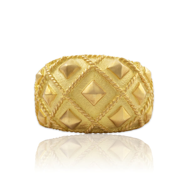 Vintage 18k Yellow Gold Dome Statement Ring 8.50