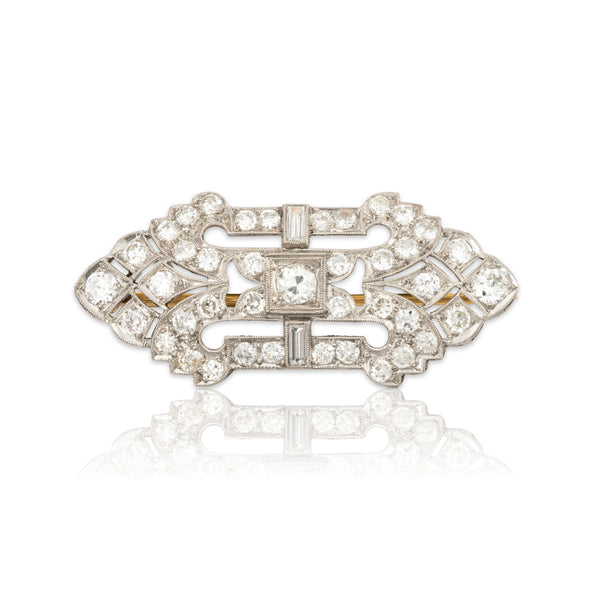 Antique Spectacular Art Deco Platinum 1.683cttw Diamond Openwork Flourish Pin