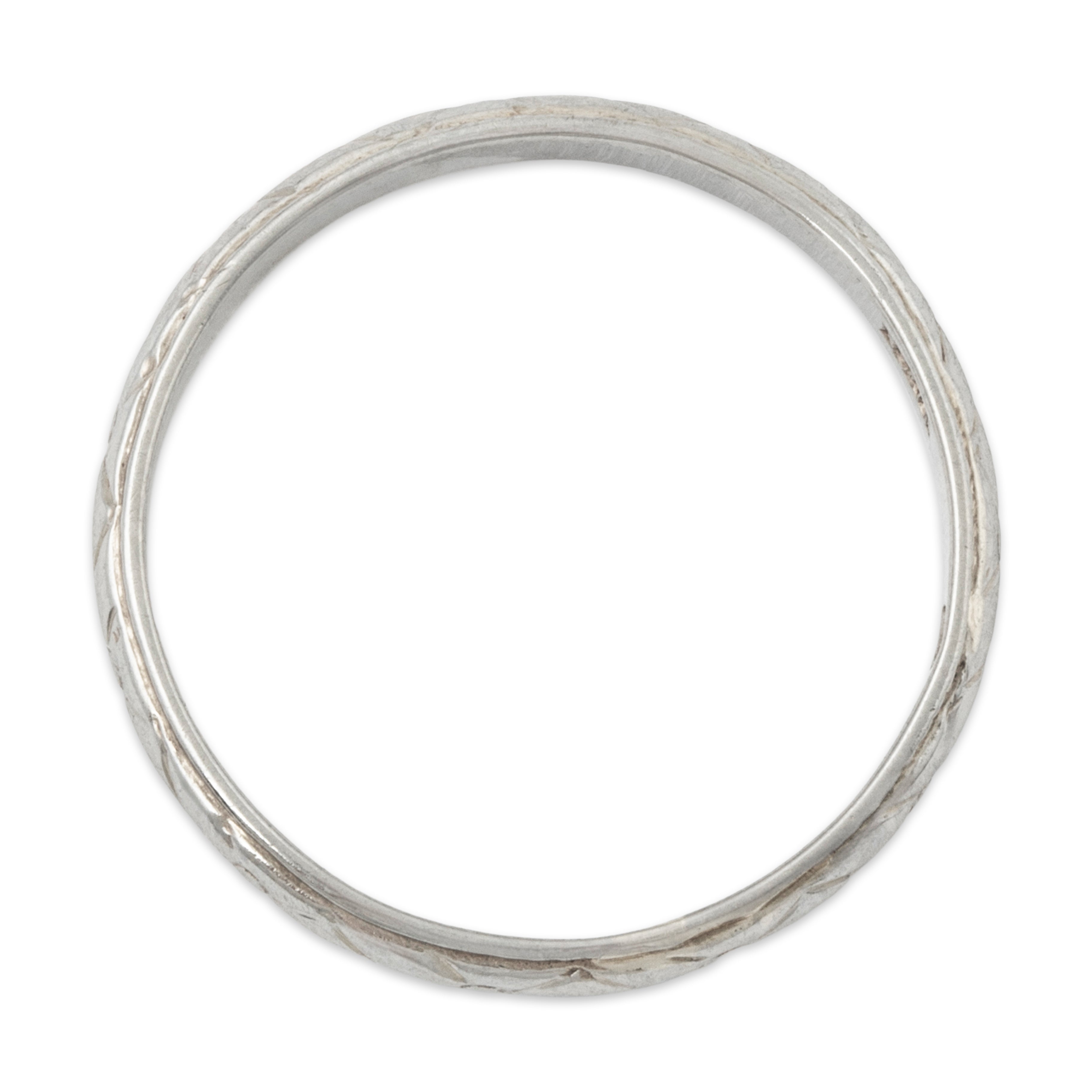 Antique Art Deco 18k White Gold Engraved Details Band Ring 6.25