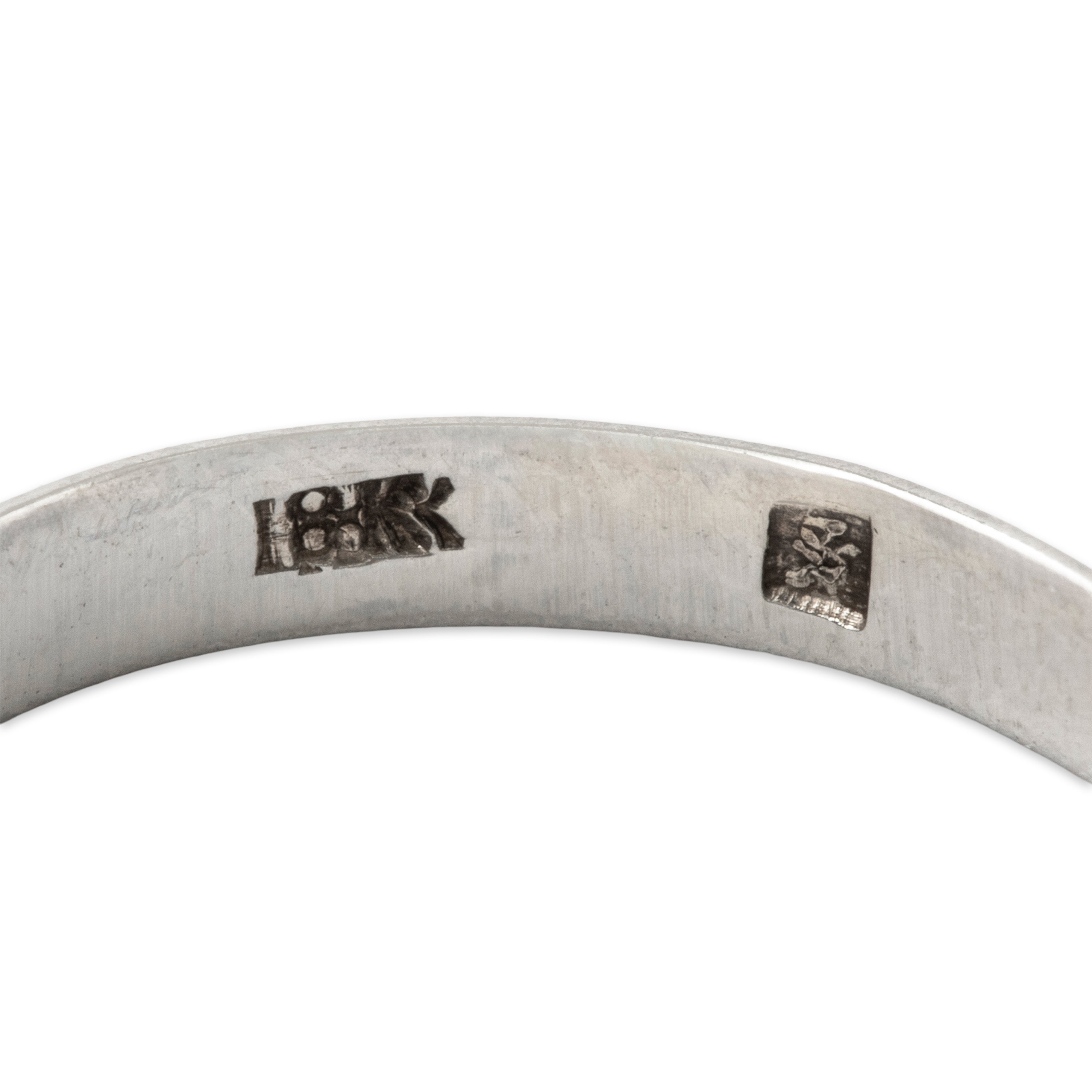 Antique Art Deco 18k White Gold Engraved Details Band Ring 6.25