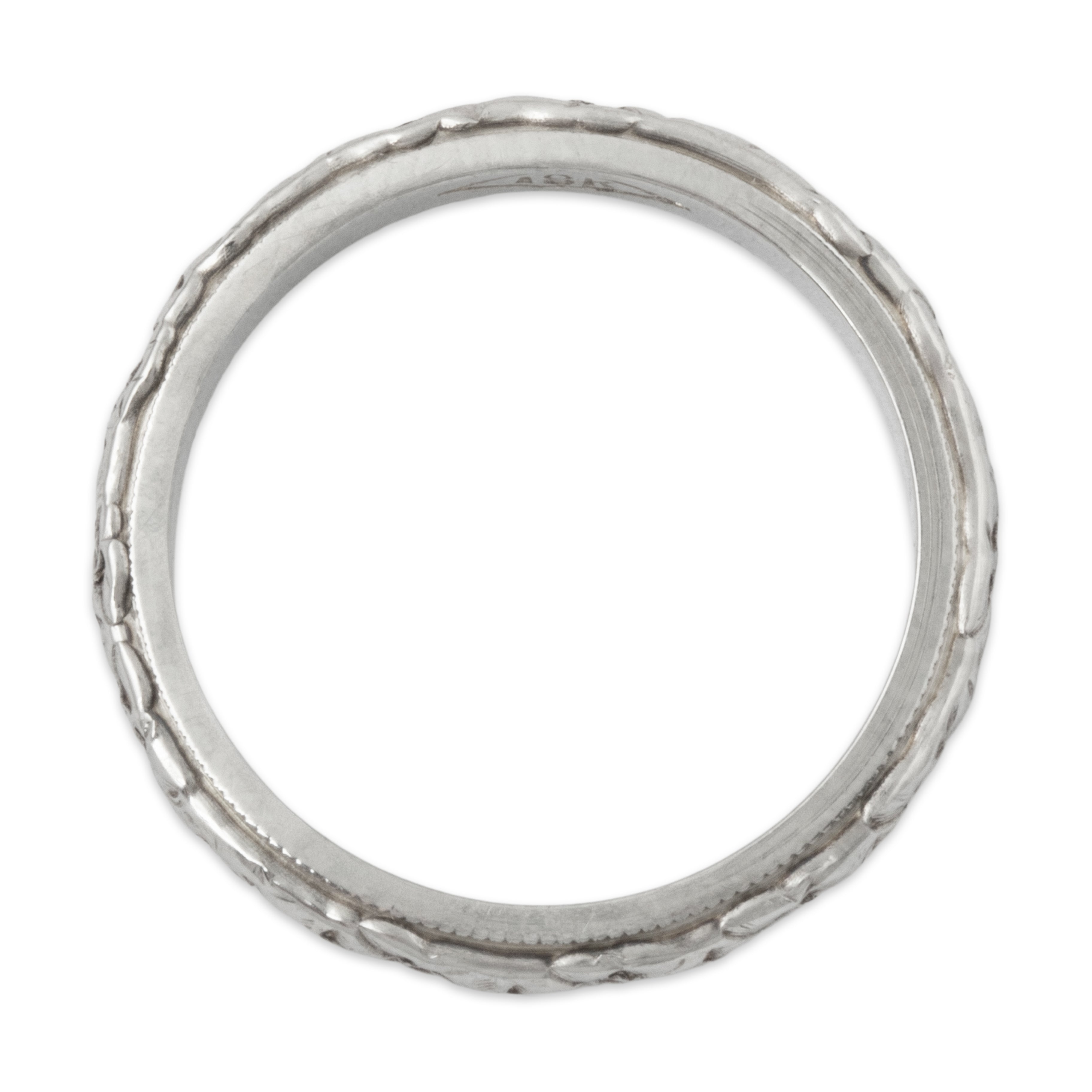 Antique Art Deco 18k White Gold Blossom Band Ring 4.00
