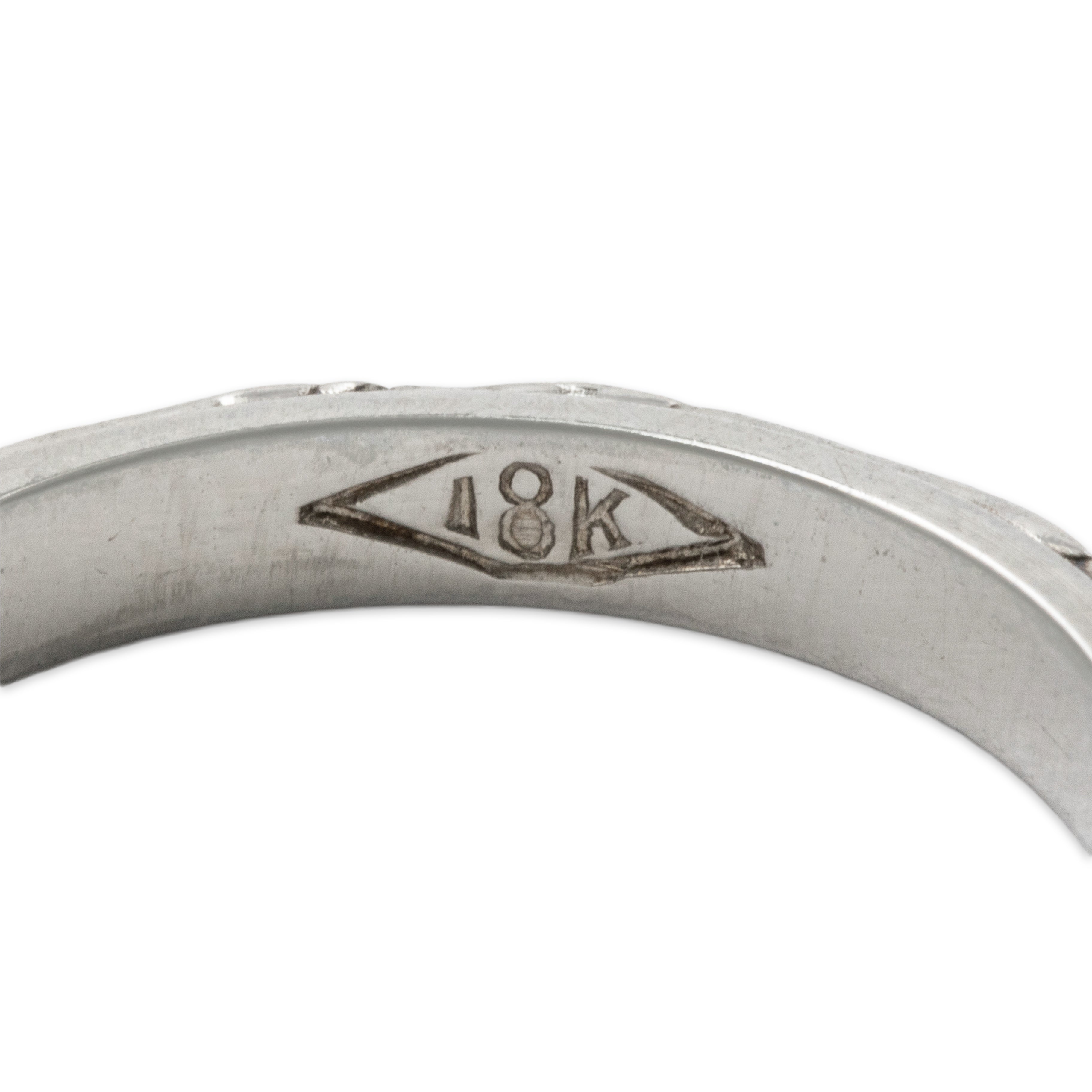 Antique Art Deco 18k White Gold Blossom Band Ring 4.00