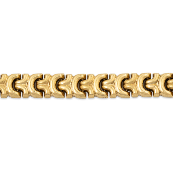 Vintage Italian 14k Yellow Gold Elegant Dual-Texture Link Bracelet 7
