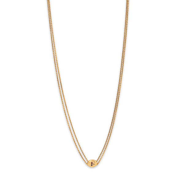 Antique Victorian 14k Yellow Gold Ruby Sapphire Diamond Slide Long Necklace 24