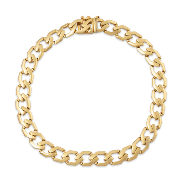 Vintage Italian 18k Yellow Gold Hexagonal Link Bracelet 7