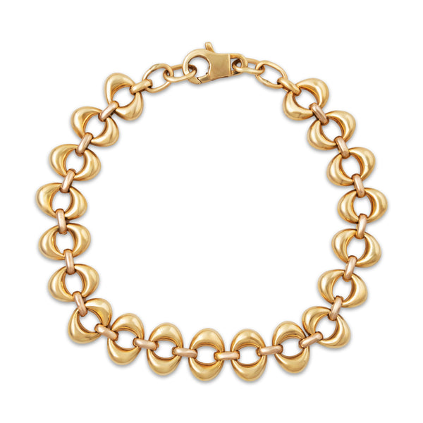 Vintage Italian 14k Yellow Gold Wonderful Puffy Link Bracelet 7.75-8