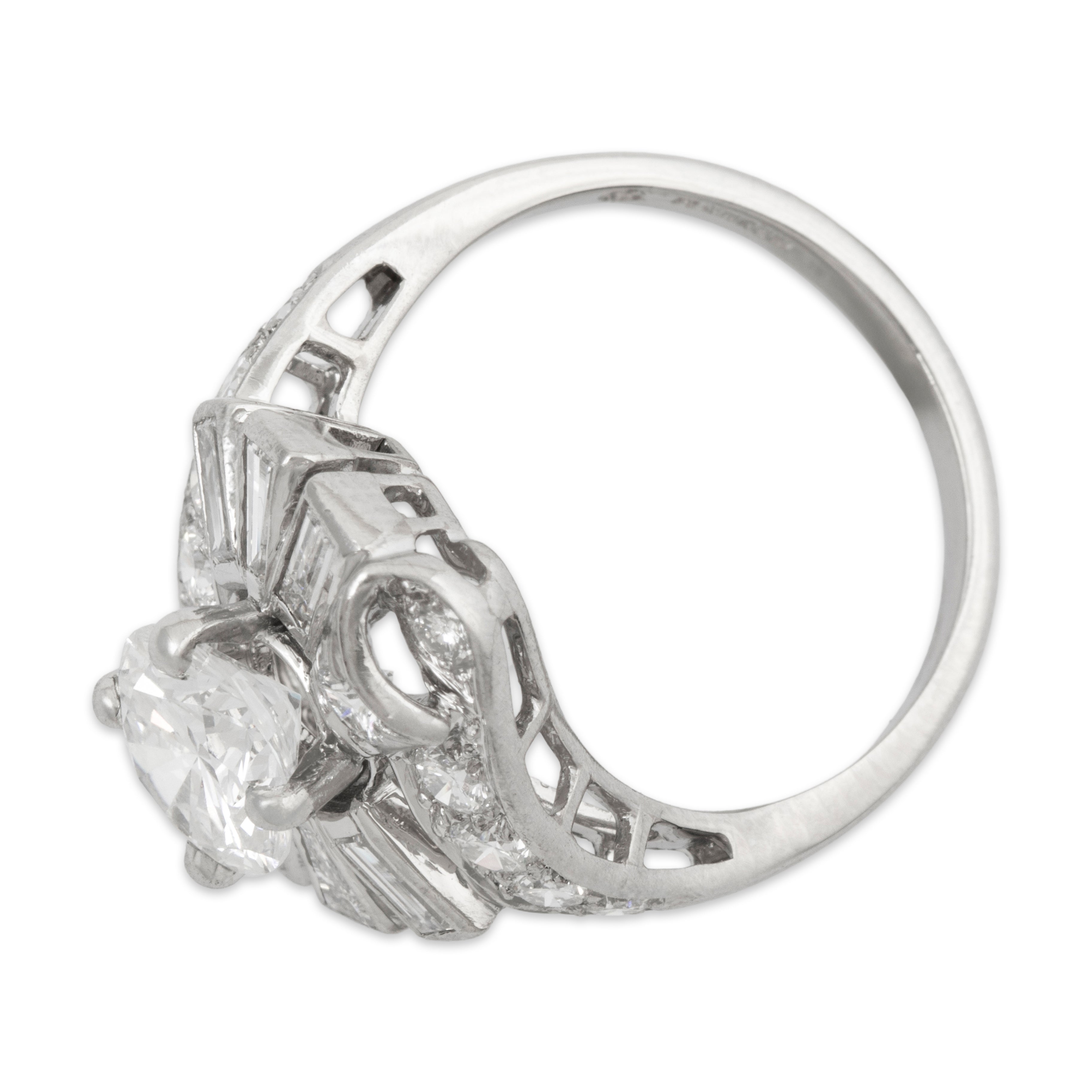 Vintage Platinum 2.36cttw GIA Diamond Exceptional Ballerina Ribbon Ring 6.25