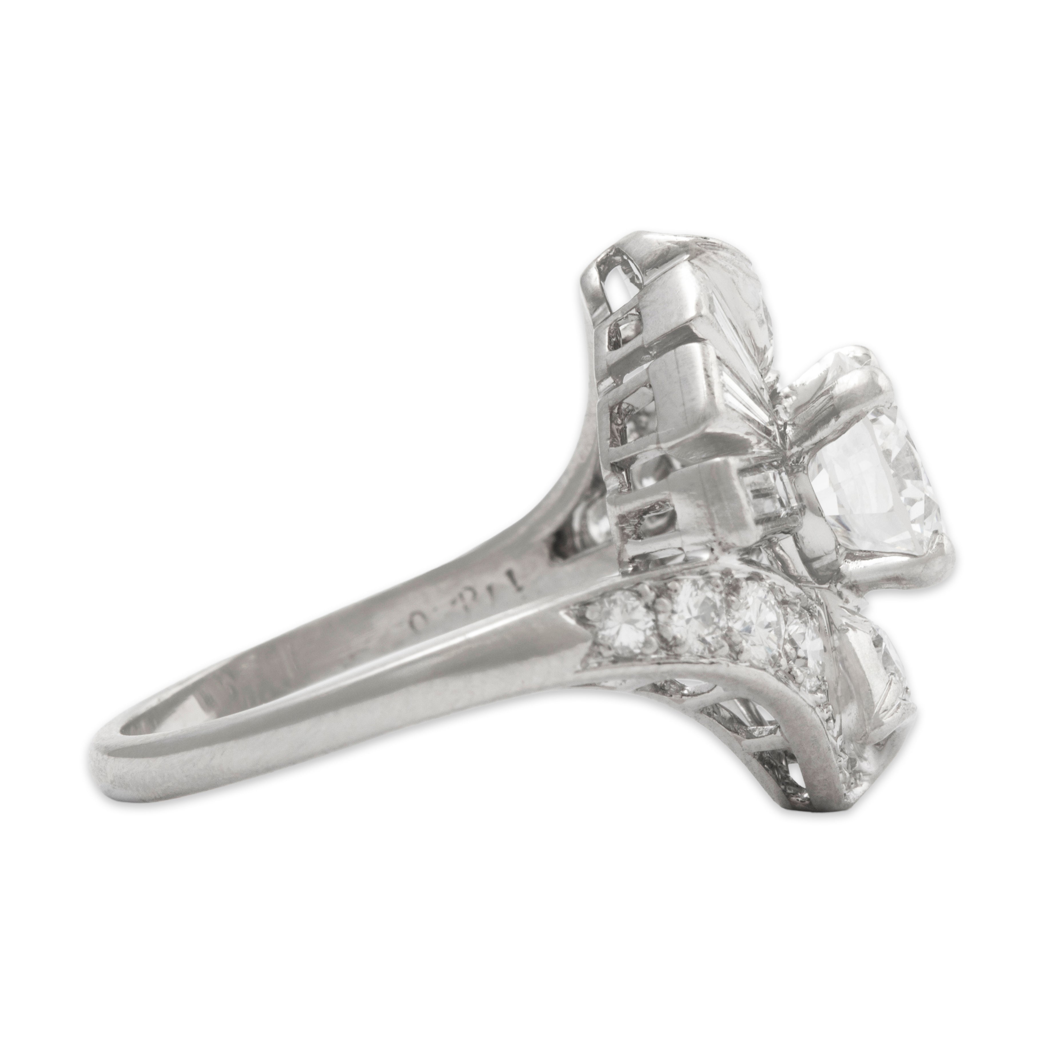 Vintage Platinum 2.36cttw GIA Diamond Exceptional Ballerina Ribbon Ring 6.25
