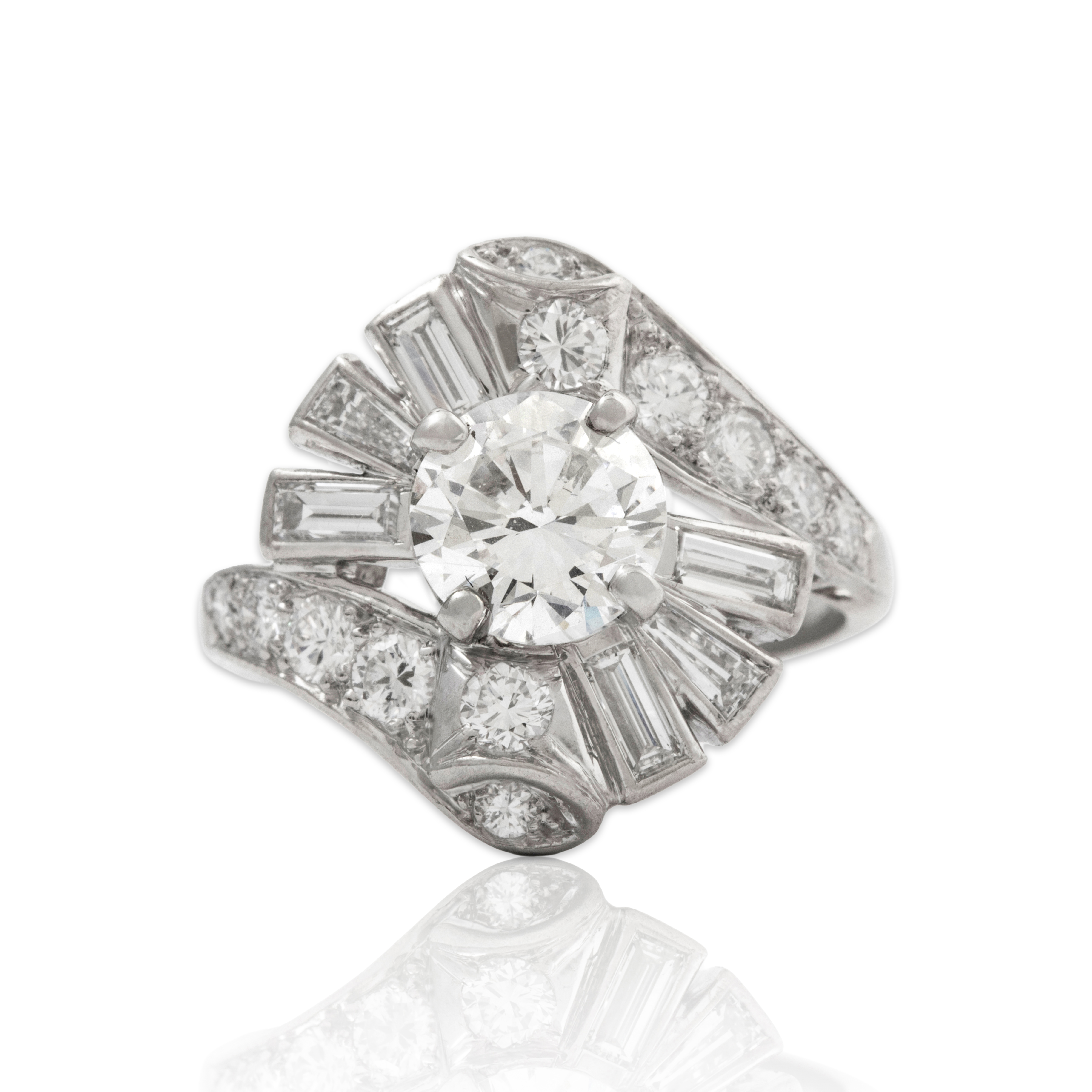 Vintage Platinum 2.36cttw GIA Diamond Exceptional Ballerina Ribbon Ring 6.25