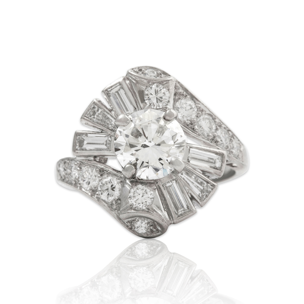 Vintage Platinum 2.36cttw Diamond Stunning Ballerina Ribbon Ring 6.25