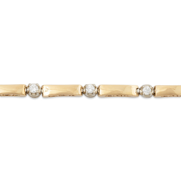 Vintage 14k Yellow Gold .528cttw Diamond Gleaming Line Bracelet 6.75
