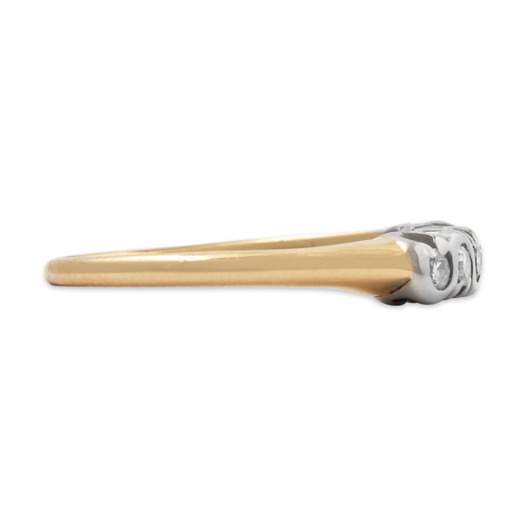 Antique 14k Yellow Gold .234cttw Single Cut Diamond Elegant Loops Band Ring 6.25