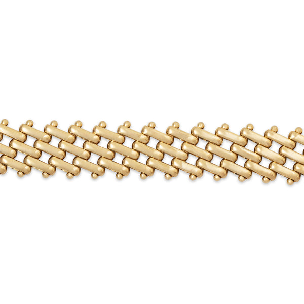 Vintage Italian 14k Yellow Gold Wonderful Woven Chain Bracelet 6.75