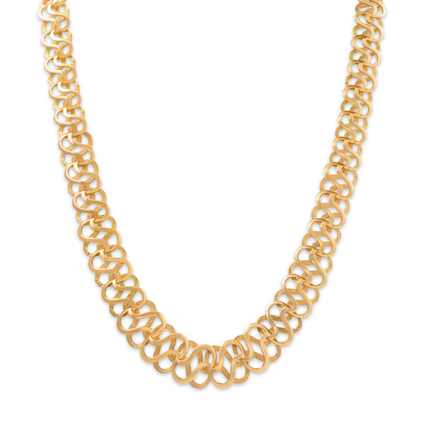 Vintage Heavy Italian 18k Yellow Gold Incredible Interlocking Links Necklace 16.75