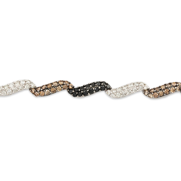 Vintage 14k White Gold 1.764cttw White Champagne & Black Diamond Bracelet 6.5