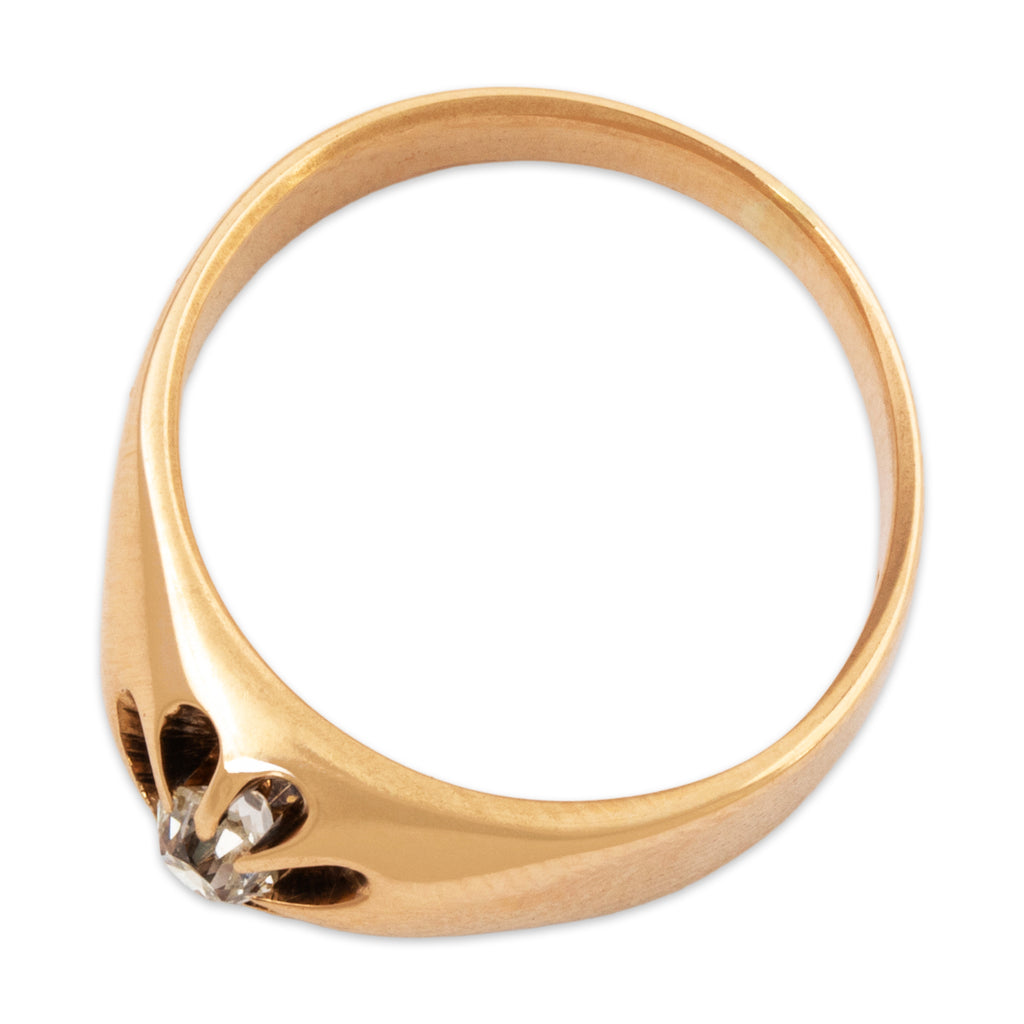 Antique Victorian 14k Rosy Yellow Gold Old Mine Cut Diamond Wide Band Ring 5.00