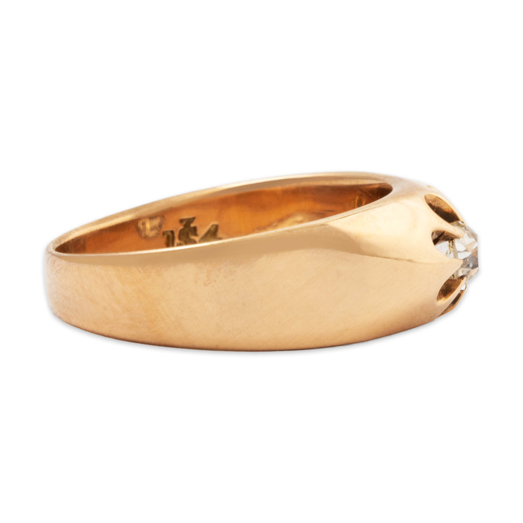 Antique Victorian 14k Rosy Yellow Gold Old Mine Cut Diamond Wide Band Ring 5.00