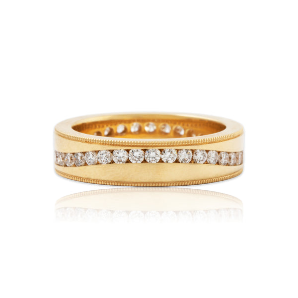 Vintage 14k Yellow Gold .9cttw Diamond Wave of Lights Band Ring 6.25