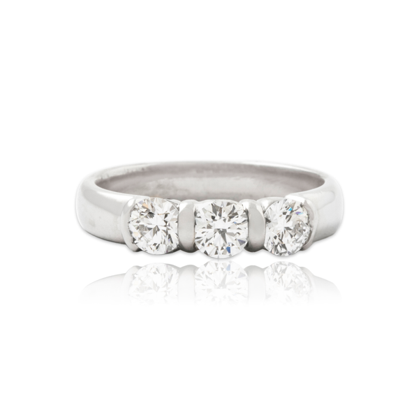 Vintage Tiffany & Co Platinum .81cttw Diamond Brilliant Trio Band Ring 6.00