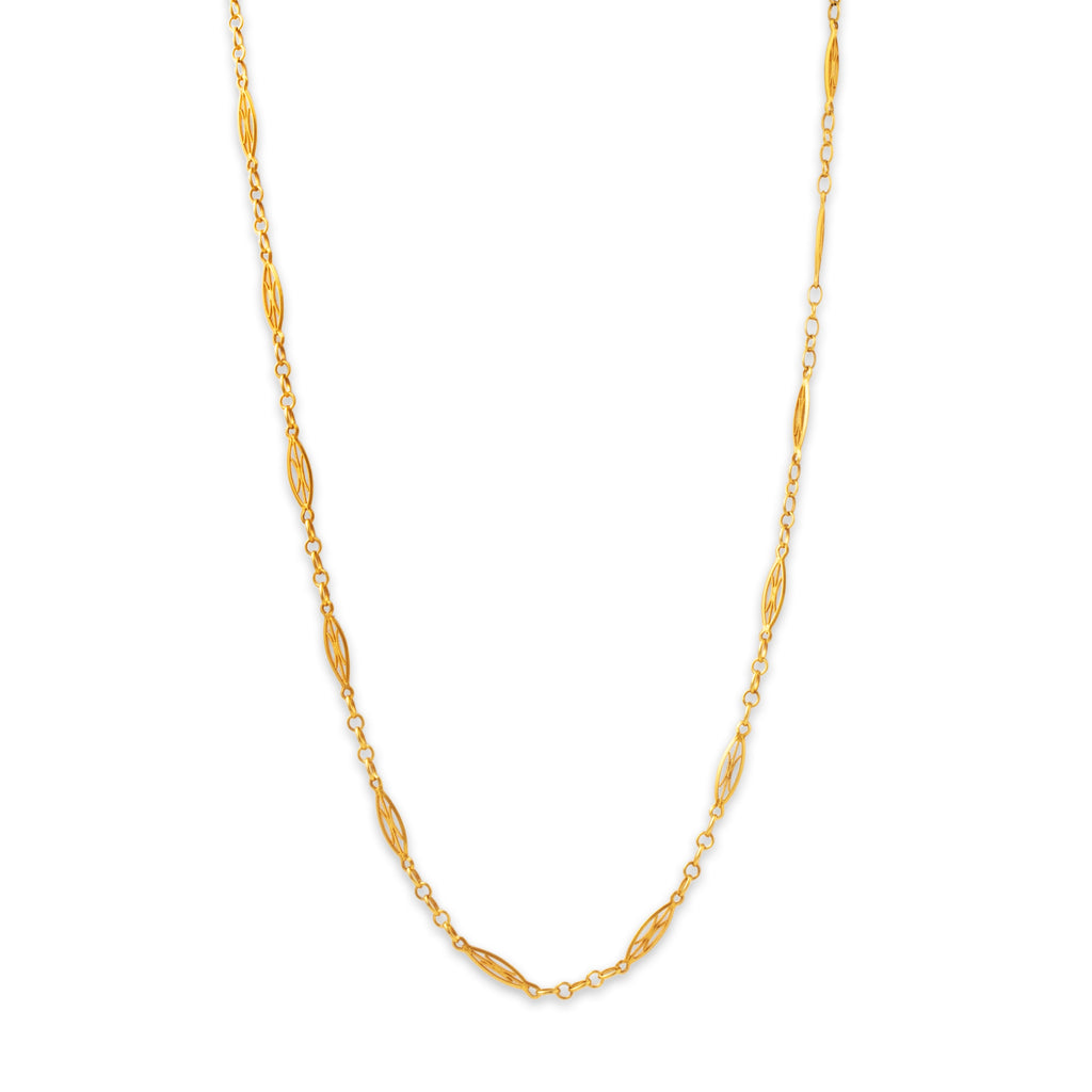 Antique French 18k Yellow Gold Wonderful Filigree Chain Necklace 20.75"