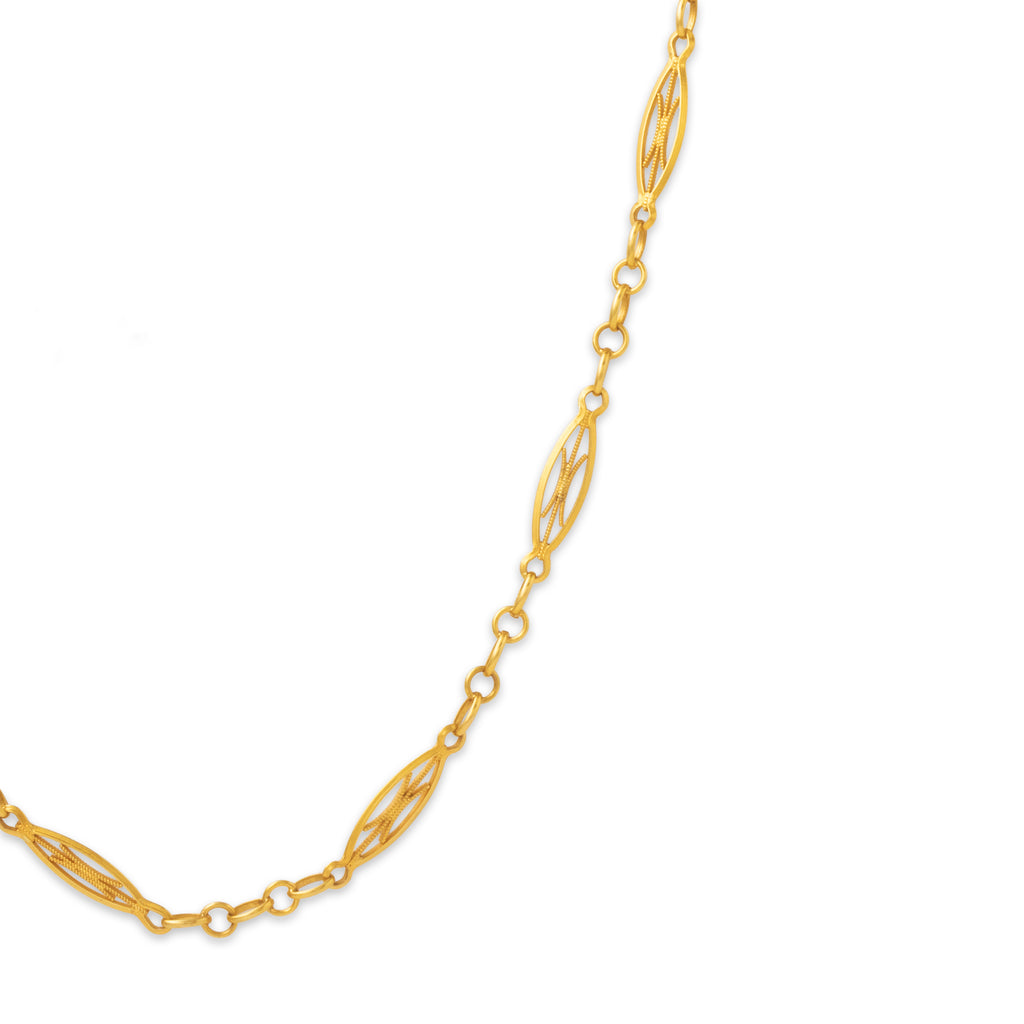 Antique French 18k Yellow Gold Wonderful Filigree Chain Necklace 20.75"
