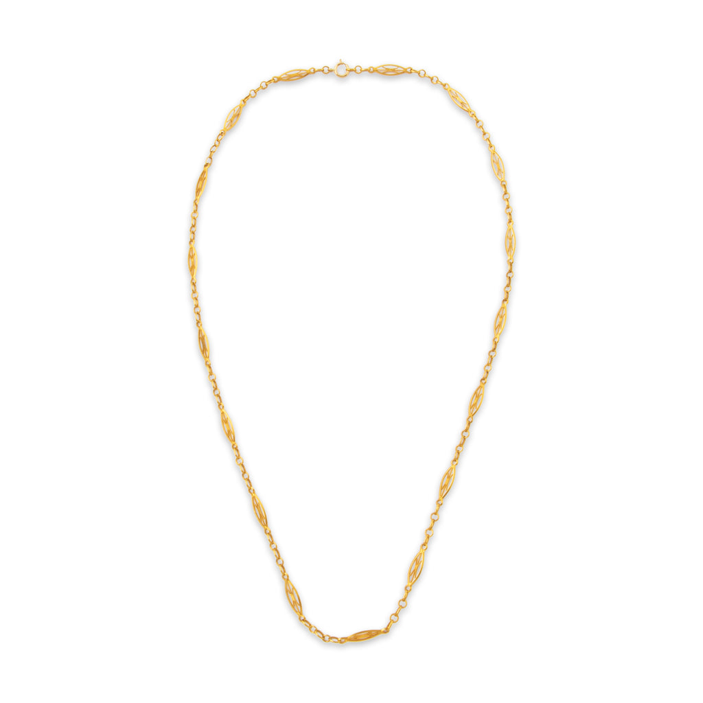 Antique French 18k Yellow Gold Wonderful Filigree Chain Necklace 20.75"