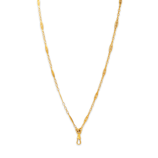 Antique French 18k Yellow Gold Charm Holder Clip Necklace 19.5