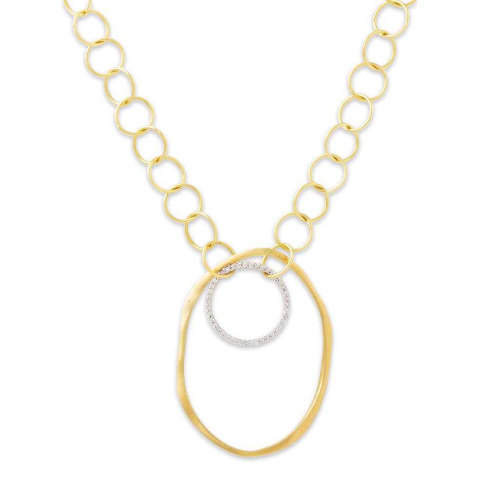 Estate Italian 14k Yellow Gold .215cttw Diamond Artistic Link Necklace 16.5"
