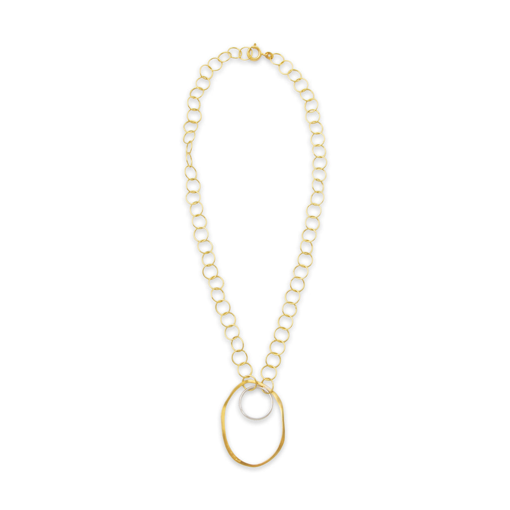 Estate Italian 14k Yellow Gold .215cttw Diamond Artistic Link Necklace 16.5"