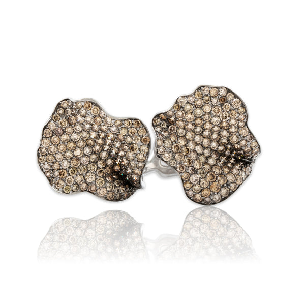 Vintage Large 18k White Gold 4.77cttw Champagne Diamond Statement Ring 8.25