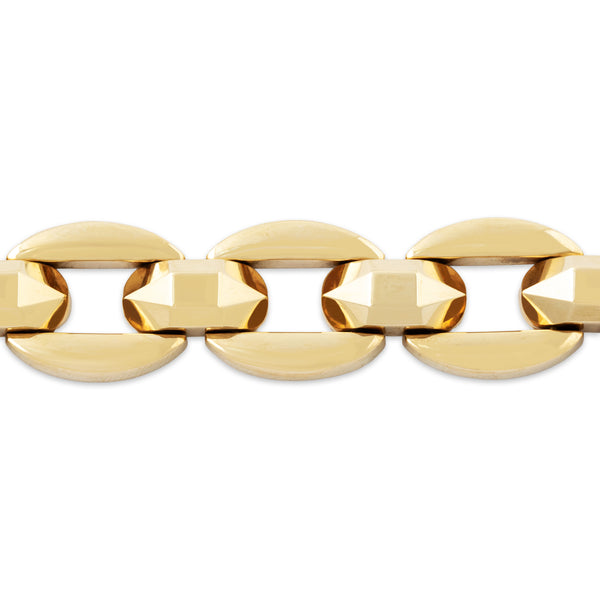 Vintage Heavy Italian 14k Yellow Gold Geometric Link Bold Bracelet 7
