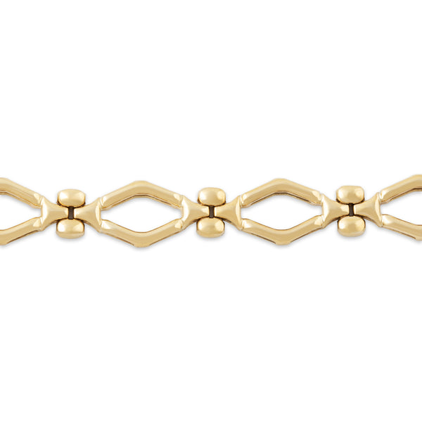 Vintage Italian 14k Yellow Gold Chic Open Link Bracelet 6.5