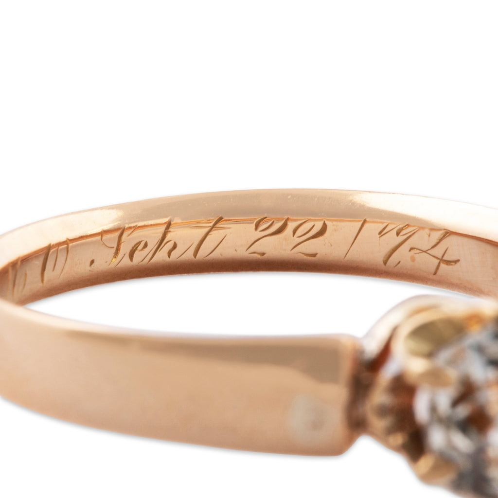 Antique Edwardian 18k Rosy Yellow Gold .97ct Old Mine Diamond Superb Ring 6.50
