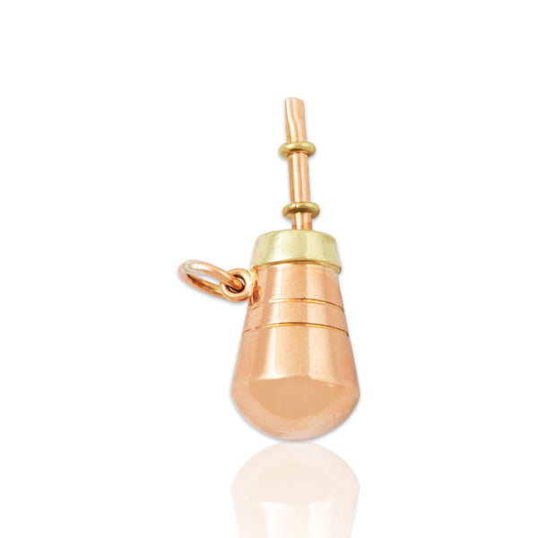 Vintage 18k Rose & Yellow Gold Articulated Yerba Mate Cup And Straw Pendant