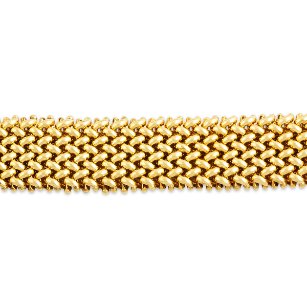 Vintage Heavy Italian 18k Yellow Gold Sinuous Woven Link Bracelet 7
