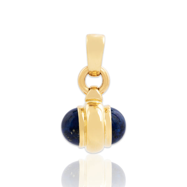 Vintage Heavy 18k Yellow Gold 11.5cttw Lapis Lazuli Cabochon Statement Pendant