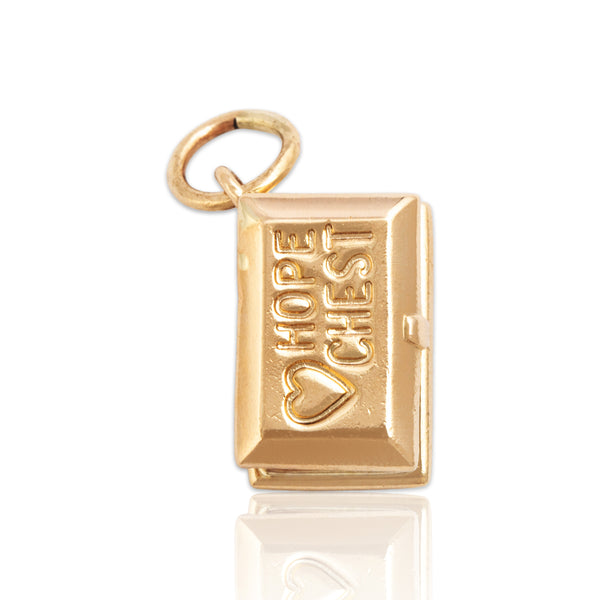 Vintage 14k Yellow Gold Hinged Hope Chest Charm / Pendant