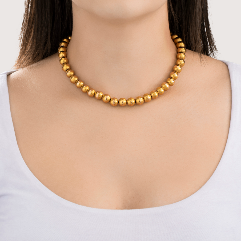 Antique 14k Yellow Gold Fabulous Bead Statement Necklace 15.75"
