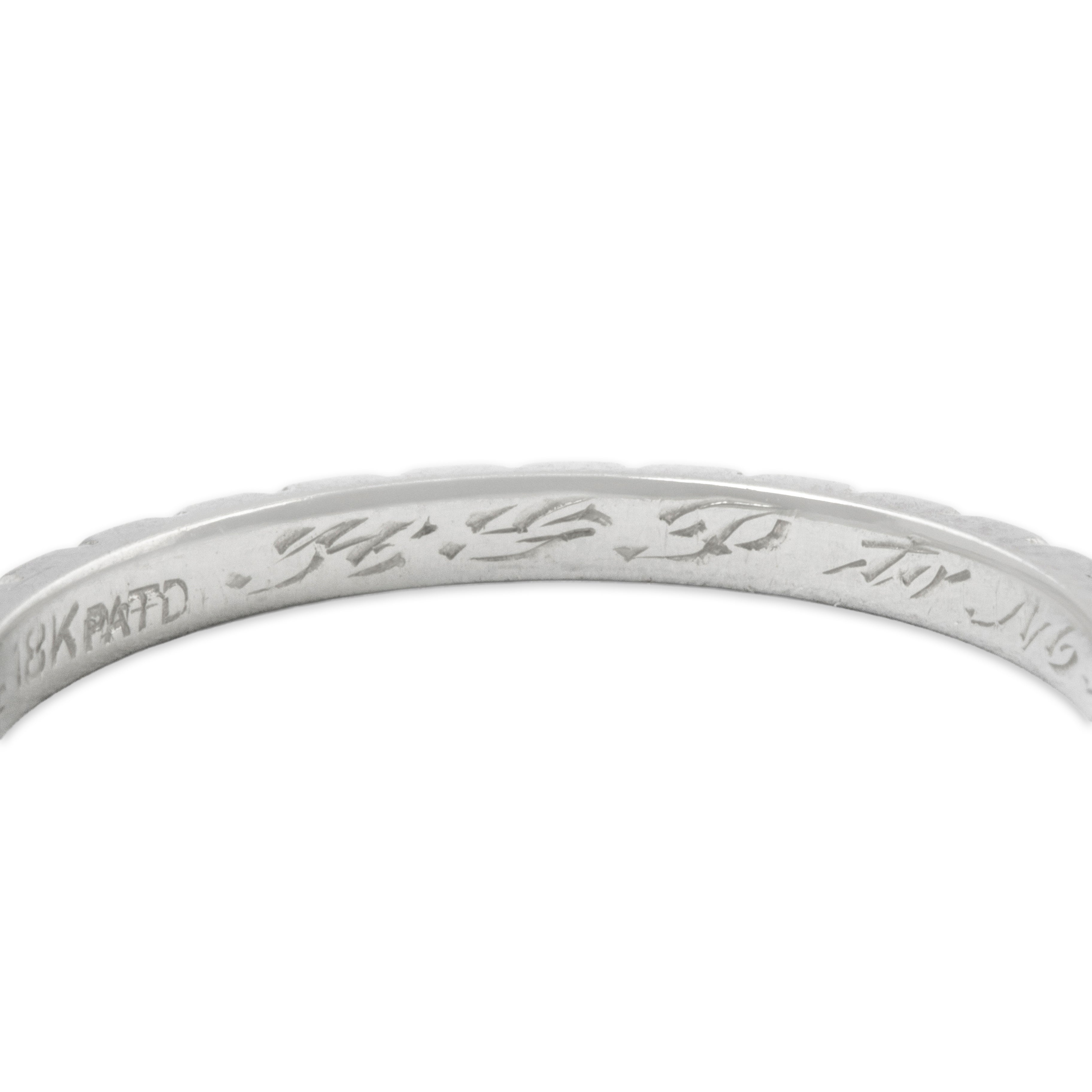 Antique Art Deco 18k White Gold Engraved Flower Blossom Band Ring 6.50