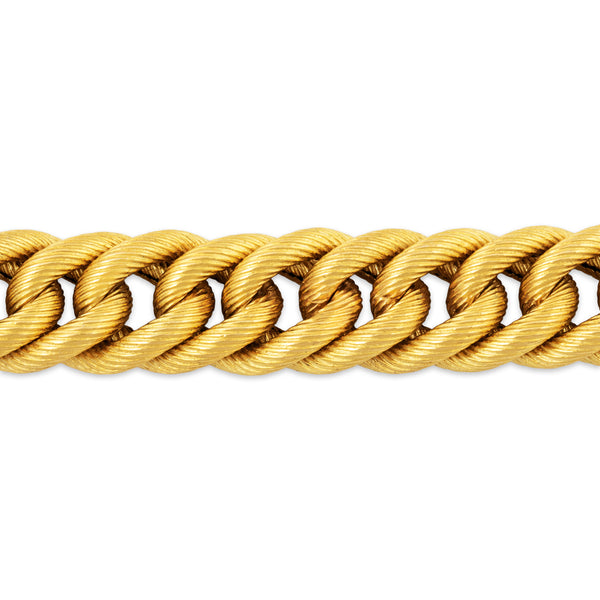 Vintage Heavy 18k Yellow Gold Stunning Textured Double Curb Chain Bracelet 6