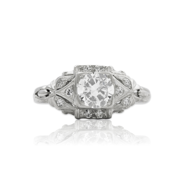 Antique Art Deco Platinum .628cttw Old European Diamond Stunning Ring 5.00