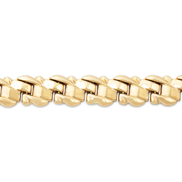 Vintage 14k Yellow Gold Fabulous Dual-Texture Link Bracelet 7.25