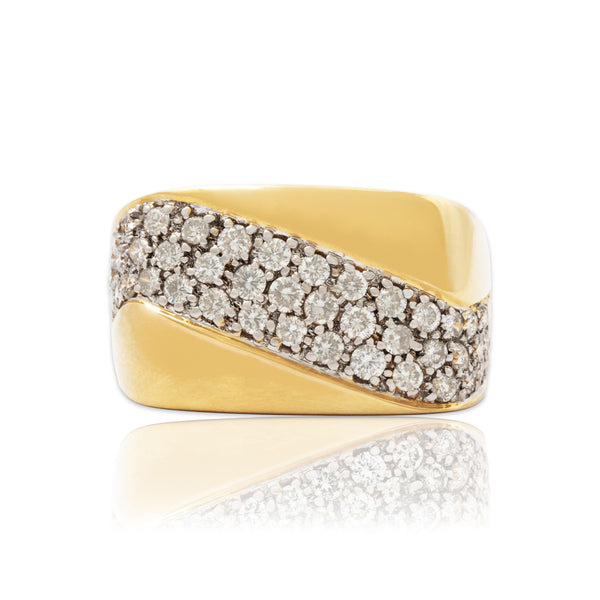 Vintage 14k Yellow Gold 1.094cttw Diamond Chic Geometric Band Ring 7.00