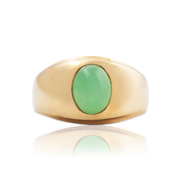 Vintage Heavy 10k Yellow Gold Green Synthetic Star Sapphire Ring 7.25